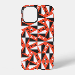Coque iPhone 12 Motif textile vintage géométrique continu en rouge
