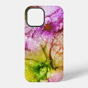 Coque iPhone 12 Motif tourbillonnant aquarelle rose vert Unique