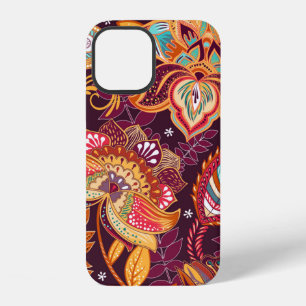 Coque iPhone 12 Motif transparent brillant dans le style paisley.