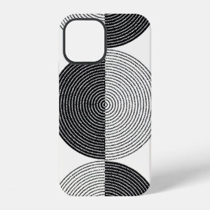 Coque iPhone 12 Motif transparent de cercles noirs et blancs