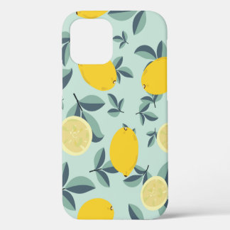Coque iPhone 12 Motif transparent tropical avec citrons jaunes