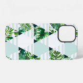 Coque iPhone 12 Motif Triangles Tropicaux Vert Menthe Moderne (Verso Horizontal)
