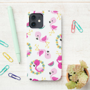 Coque iPhone 12 Motif tropical, Flamants roses, pastèques, Fleurs