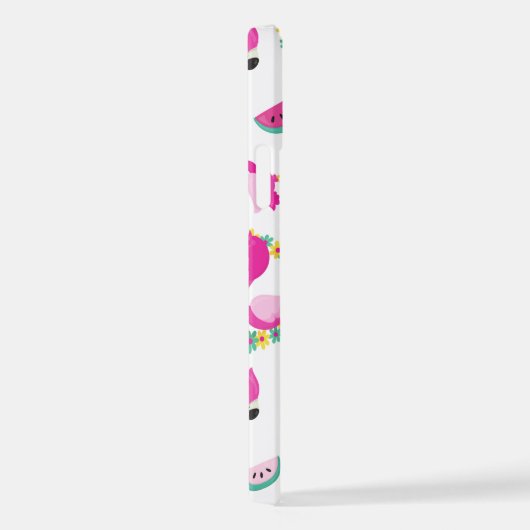 Coque iPhone 12 Motif tropical, Flamants roses, pastèques, Fleurs (Côté droit)