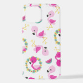 Coque iPhone 12 Motif tropical, Flamants roses, pastèques, Fleurs (Verso)
