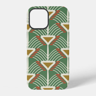 Coque iPhone 12 motif vert sans couture avec des lignes et une géo
