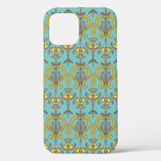 Coque iPhone 12 Motif vintage Art Nouveau sans faille. paroi vinta