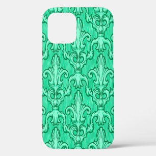 Coque iPhone 12 Motif vintage baroque vert sans couture. Illustrat