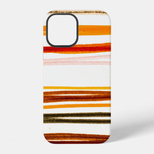 Coque iPhone 12 Motif White Lines. Dessin d'encre des bandes géomé