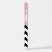 Coque iPhone 12 Motif Zigzag noir et blanc, Chevron, rose (Côté gauche)