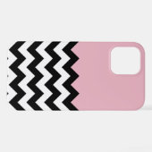 Coque iPhone 12 Motif Zigzag noir et blanc, Chevron, rose (Verso Horizontal)