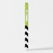 Coque iPhone 12 Motif Zigzag noir et blanc, Chevron, Vert (Côté gauche)