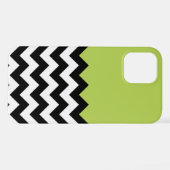 Coque iPhone 12 Motif Zigzag noir et blanc, Chevron, Vert (Verso Horizontal)