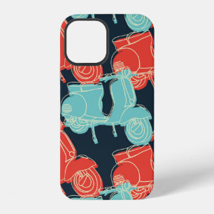 Coque iPhone 12 motocyclette scooter dessin à la main vintage colo