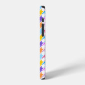 Coque iPhone 12 Multicolor Houndstooth+Motif blanc (Côté gauche)