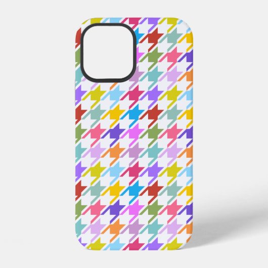 Coque iPhone 12 Multicolor Houndstooth+Motif blanc (Verso)