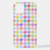 Coque iPhone 12 Multicolor Houndstooth+Motif blanc (Verso)