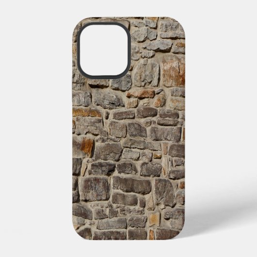 Coque iPhone 12 Mur de pierre rustique, décor texturé (Verso)
