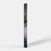 Coque iPhone 12 Nébuleuse bleue, grise et violette (Côté droit)