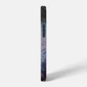 Coque iPhone 12 Nébuleuse bleue, grise et violette (Côté gauche)