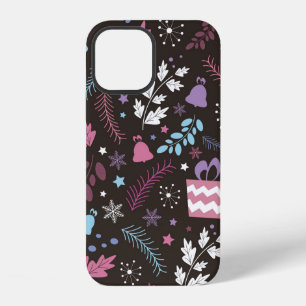 Coque iPhone 12 Noël sans couture motif avec arbre, neige, cadeau