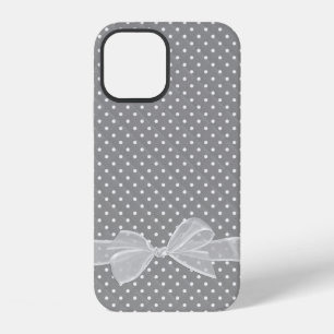Coque iPhone 12 Nœud pur en blanc sur pois