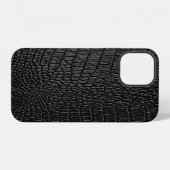 Coque iPhone 12 Noir lisse : Cuir Texture Élégance (Verso Horizontal)