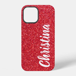 Coque iPhone 12 Nom de la Parties scintillant rouge fille Personna