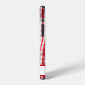 Coque iPhone 12 Nom Gingham Rouge Simple Moderne (Côté gauche)
