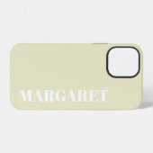 Coque iPhone 12 Nom monogramme blanc stylé moderne (Verso Horizontal)
