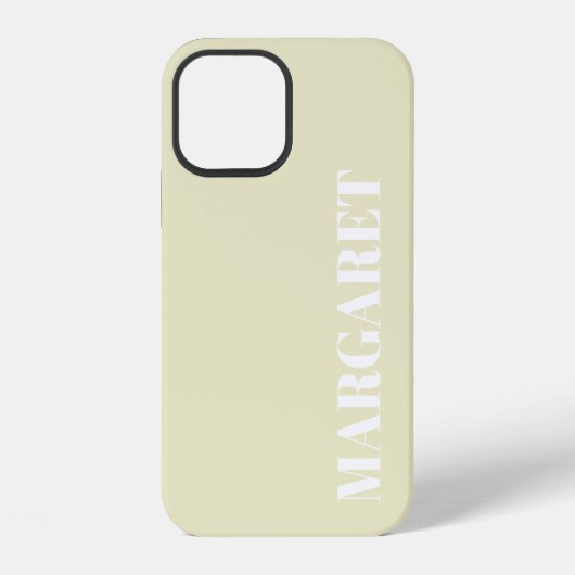 Coque iPhone 12 Nom monogramme blanc stylé moderne (Verso)