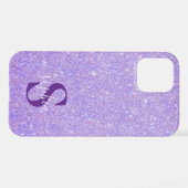 Coque iPhone 12 Nom monogrammé pailleté élégant (Verso Horizontal)