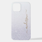 Coque iPhone 12 Nom monogrammé pailleté élégant (Verso)