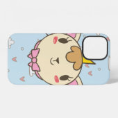 Coque iPhone 12 Nuage de chat texture cœur chaton (Verso Horizontal)