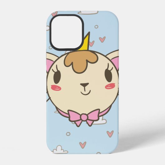 Coque iPhone 12 Nuage de chat texture cœur chaton (Verso)