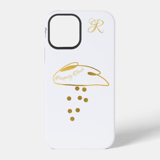 Coque iPhone 12 Nuage de prospérité chic Monogramme (Verso)