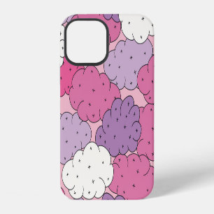 Coque iPhone 12 Nuages de dessins animés, répétition vintage amusa