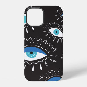 Coque iPhone 12 Œil tribal indien aztèque dessiné à la main avec d