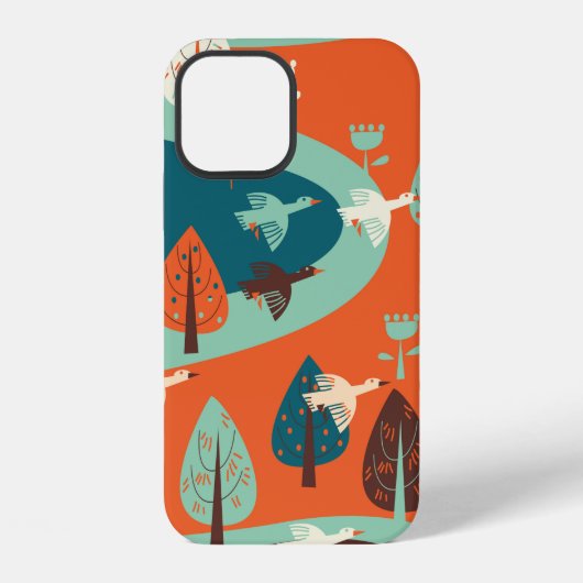 Coque iPhone 12 oies et forêt (Verso)