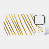 Coque iPhone 12 Or moderne et monogramme (Verso Horizontal)