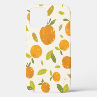 Coque iPhone 12 Oranges peintes à la main fruit sans couture desig
