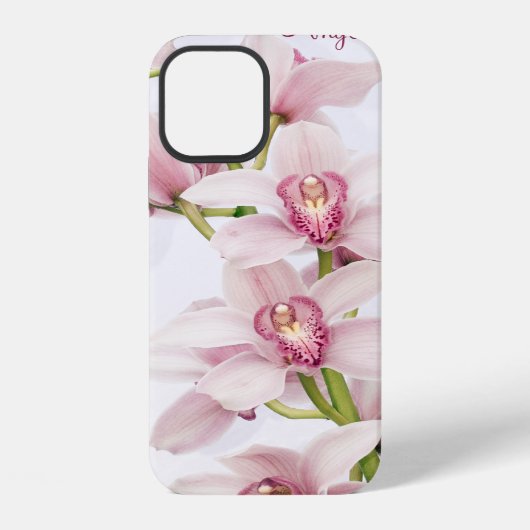 Coque iPhone 12 Orchidée Cymbidium Fleur Rose (Verso)