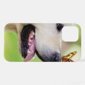 Coque iPhone 12 Oreiller À Lancer Du Labrador Et Du Papillon (Verso Horizontal)