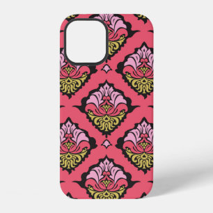 Coque iPhone 12 Ornement de damas oriental coloré floral sans cout