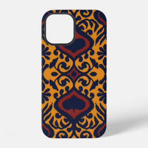 Coque iPhone 12 Ornement de folklore géométrique Ikat. Damas orien