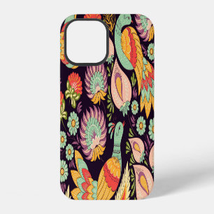 Coque iPhone 12 Ornement vintage Folk Floral Birds