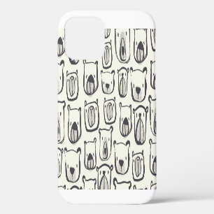 Coque iPhone 12 Ourson mignon, motif transparent dessiné à la main