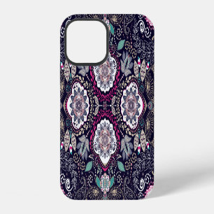 Coque iPhone 12 Paisley floral, design de poche carré.