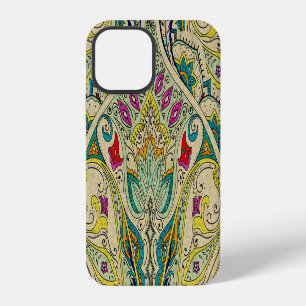 Coque iPhone 12 Paisley motif de l'Inde, frontière bohème.