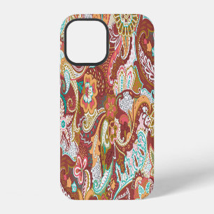 Coque iPhone 12 Paisley sans couture : motif de fond élégant.